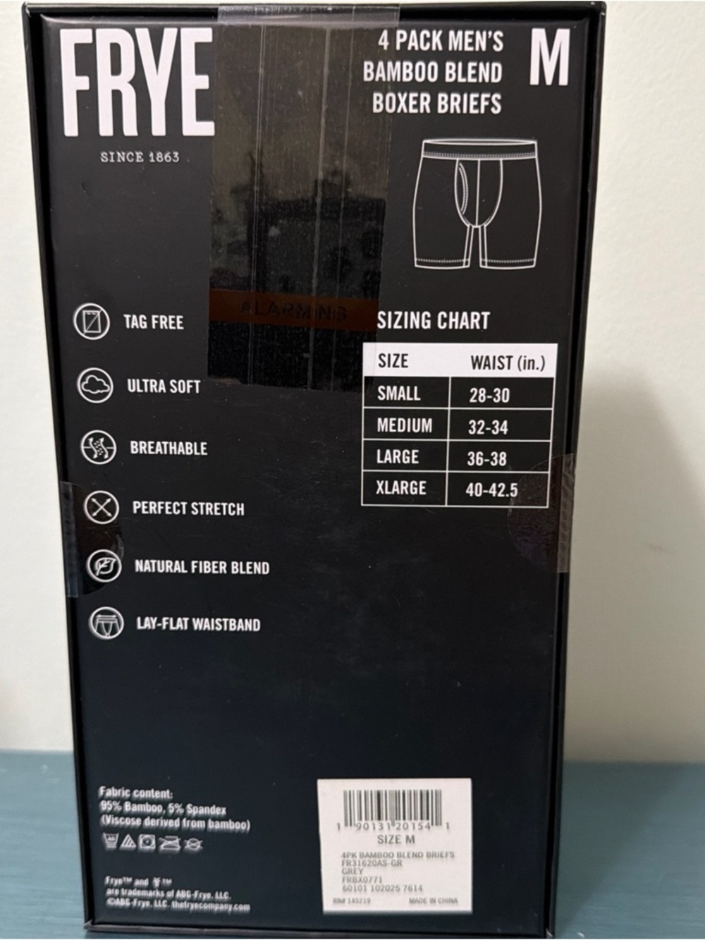 Frye Black Men's Bamboo Blend Boxer Briefs - 4 Pack - Picture 2 of 2